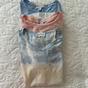 3 Cotton Tie Dye Style T-Shirts - Pure Navy & For The Republic Size S